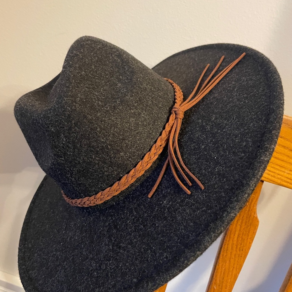 Stylish Dark Gray Fedora with Brown Band